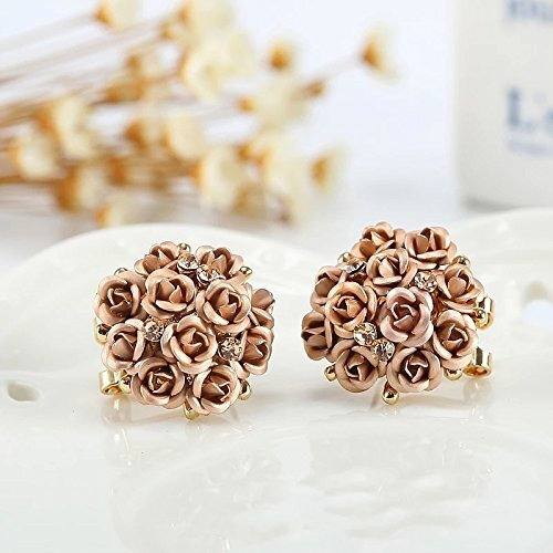 Shining Diva Fashion Jewellery Brown Floral Gold Plated Stylish Earrings For Womens & Girls (9171Er)