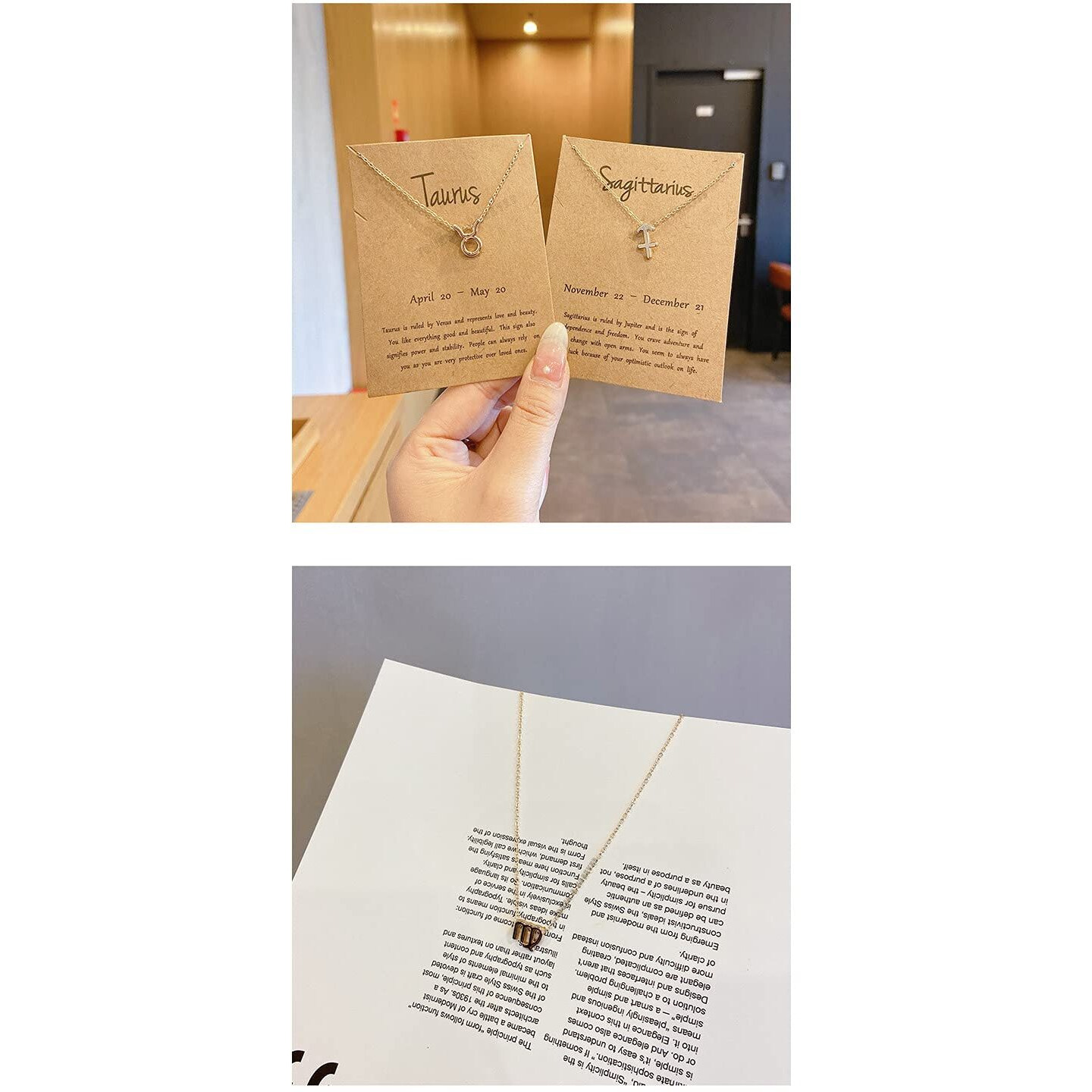 Young & Forever 18K Gold Plated Taurus Necklace 12 Zodiac Sign Constellation Letter Pendant Necklace for Women Girls, 18 Birthday Gift