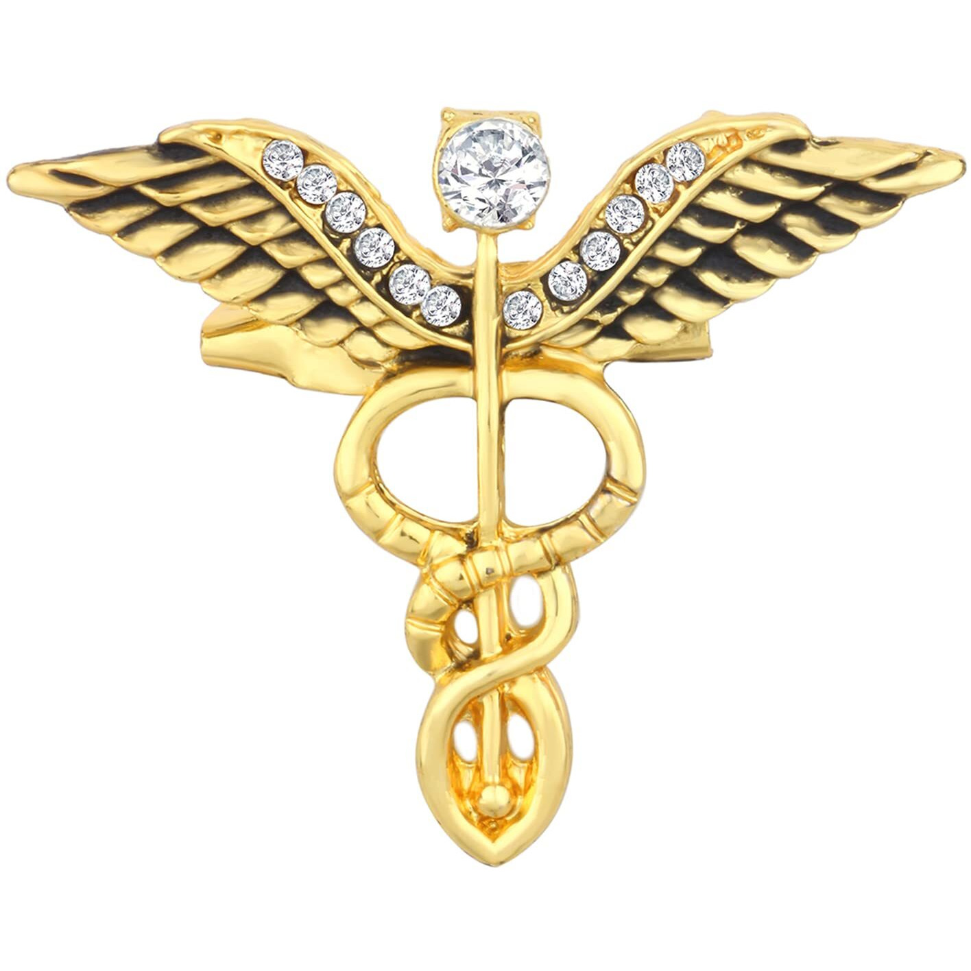Mahi Gold Plated Medical Caduceus Doctors Unisex Brooch Lapel Pin (BP1101072G)