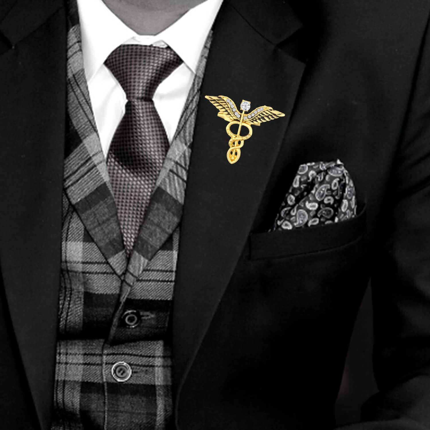 Mahi Gold Plated Medical Caduceus Doctors Unisex Brooch Lapel Pin (BP1101072G)