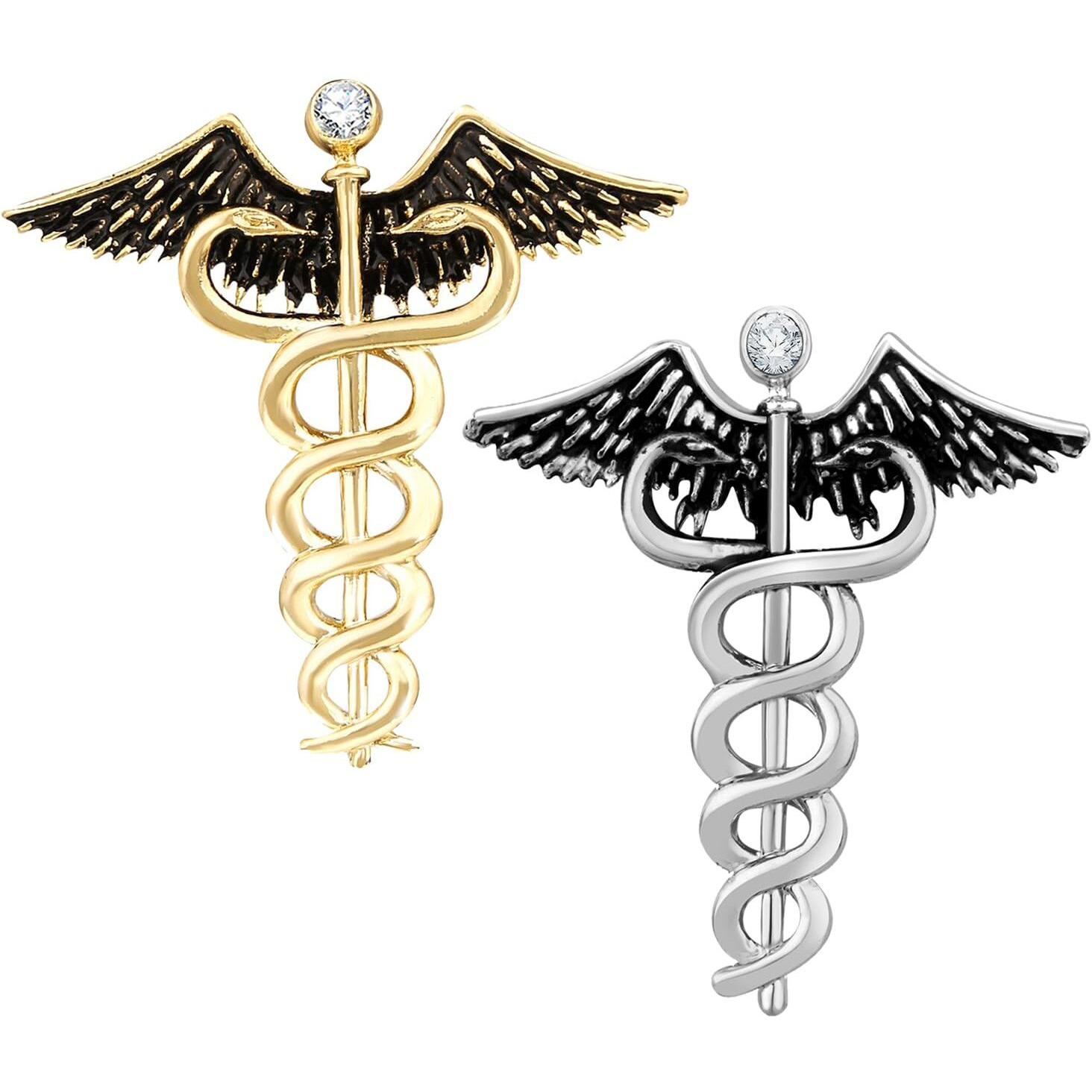 Mahi Combo of 2 Caduceus Doctors Brooch Lapel/Brooch Pin for Men (CO1105597M)