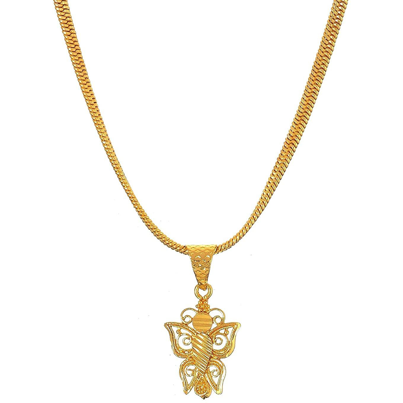 Handicraft Kottage 1gm 22Ct Gold Plated chain with Pendant latest & Stylish Celebrity Inspired Chain/Necklace/Jewellery Set/Fashion jewellery For Men, Women Boys Girls (Style 6)