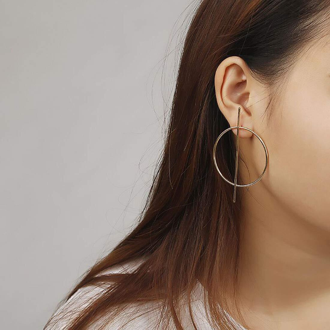 Jewels Galaxy Trendy Double Section Circular Sparkling Hoop Earrings For Women/Girls (CT-ERGS-45065)