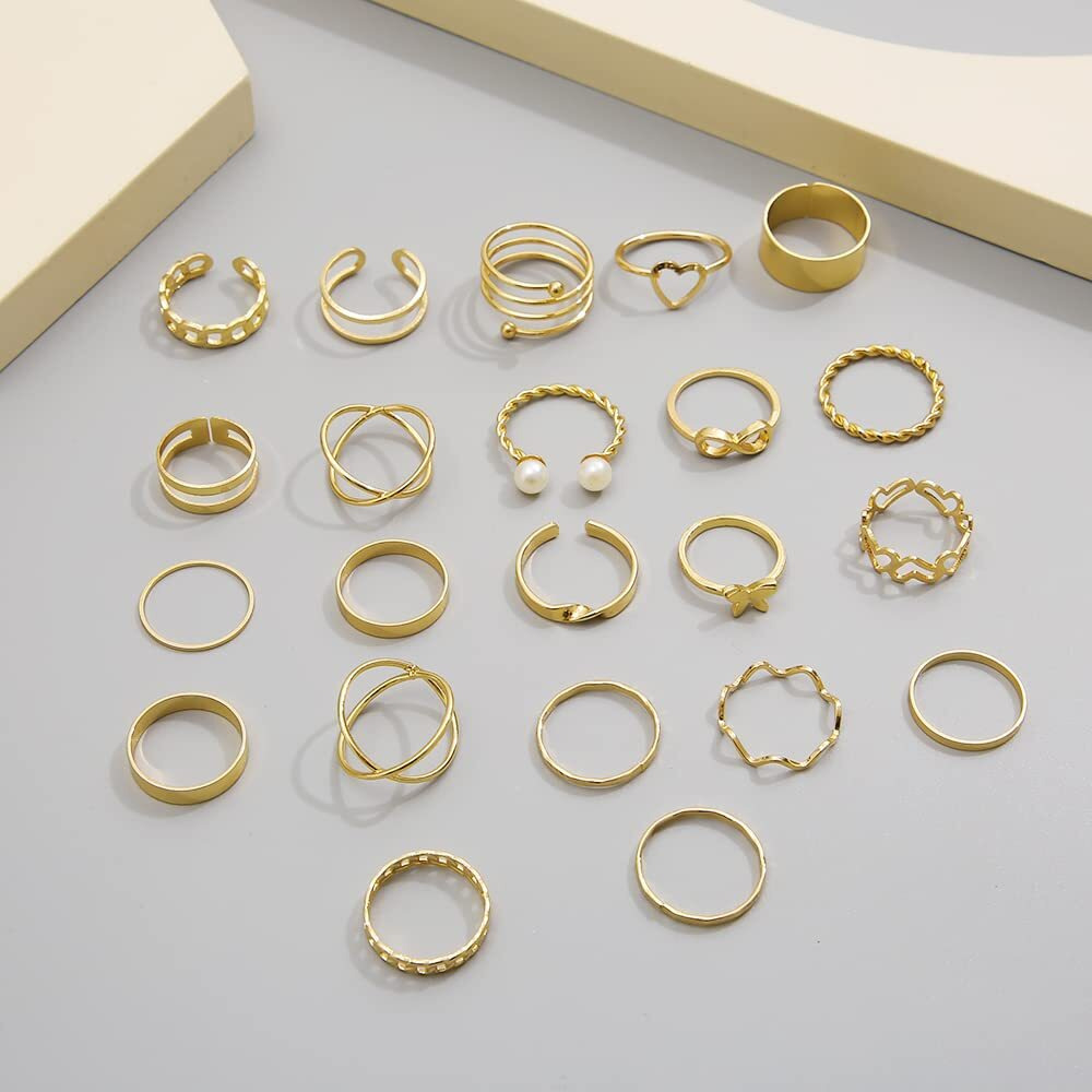 Shining Diva Fashion Jewellery Stylish Set of 22 Gold Plated Rings for Women and Girls (14737r)