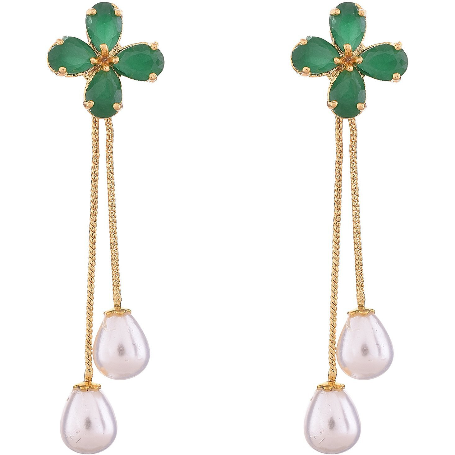 Ratnavali Jewels Fashion Jewellery Gold Plated Sparkling Colors Pearl Fancy Dangle & Drop Earrings Tops Women/Girls