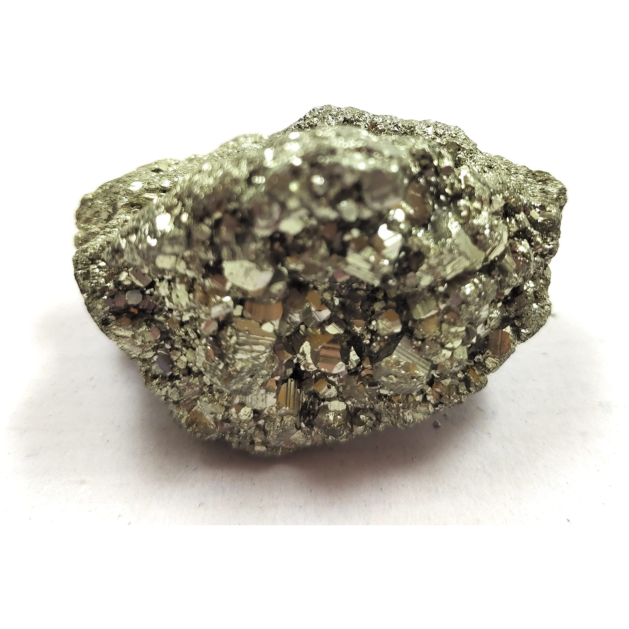Rocksmins Golden Pyrite Crystal Fools Gold 80-90 Gm Peru Stone Single Piece Natural Rough Cluster Chunk for Attract Wealth Money Business Luck Abundance Prosperity Reiki Healing Stones Chakras Vastu