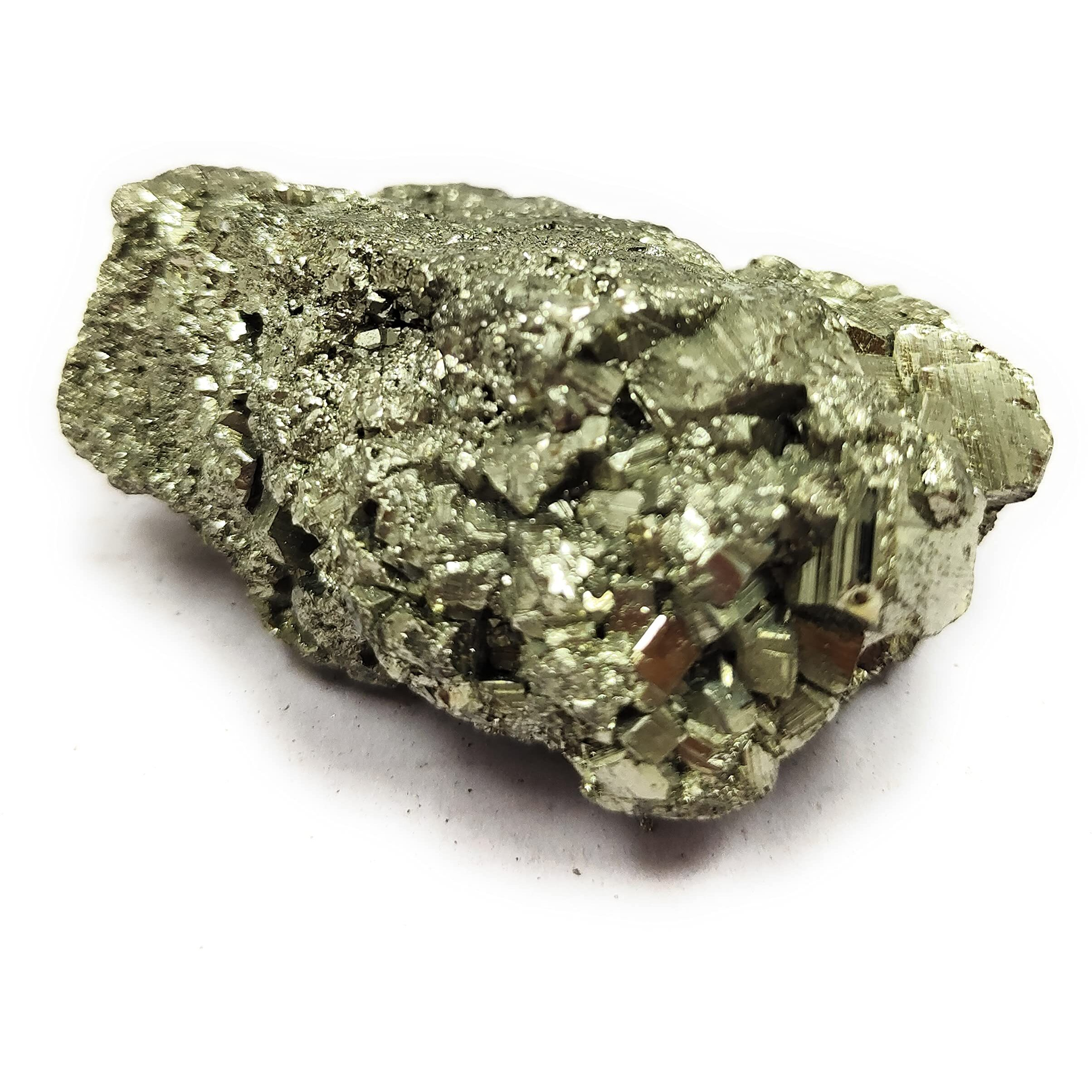 Rocksmins Golden Pyrite Crystal Fools Gold 80-90 Gm Peru Stone Single Piece Natural Rough Cluster Chunk for Attract Wealth Money Business Luck Abundance Prosperity Reiki Healing Stones Chakras Vastu