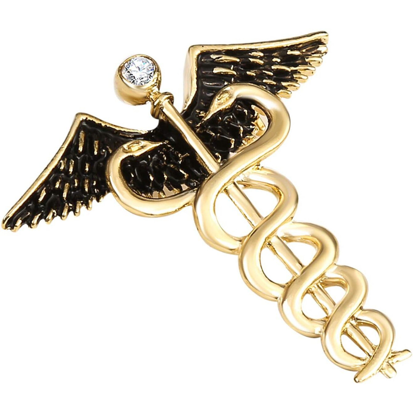 Mahi Gold Plated Caduceus Doctors Brooch Lapel/Brooch Pin for Men (BP1101115G)