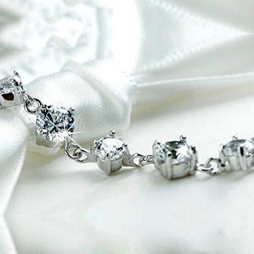 Shining Diva Fashion Latest Stylish Crystal Platinum Silver Plated Charm Bracelet for Women (Silver) (10926b)