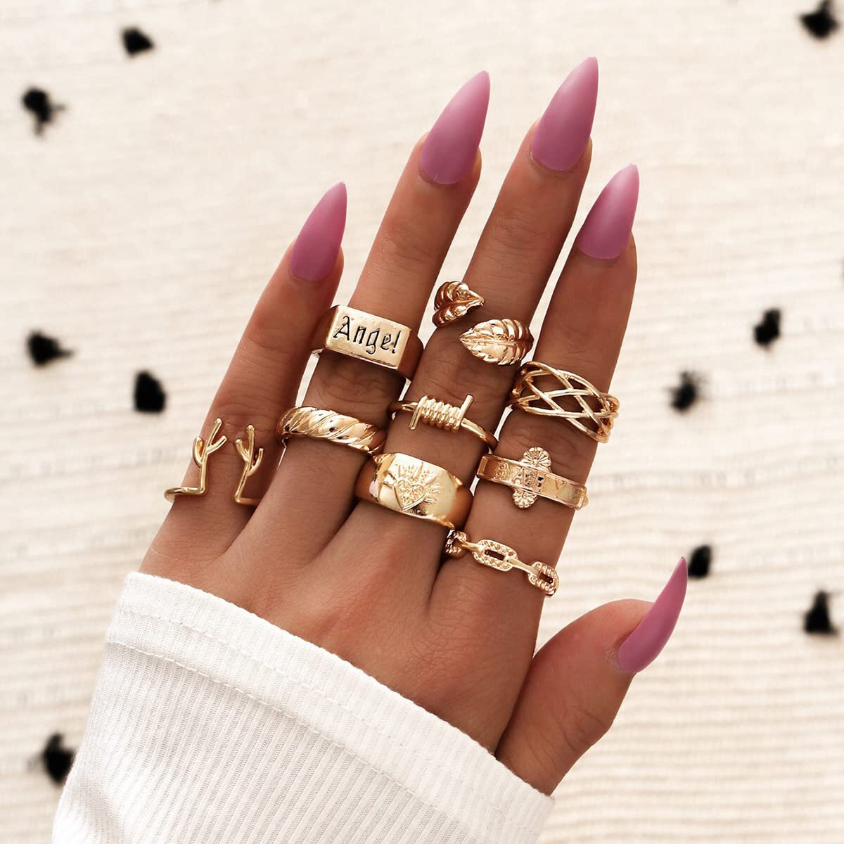 Shining Diva Fashion Latest Stylish Metal Boho Midi Finger Rings for Women and Girls - Set of 9 (13057r), Golden