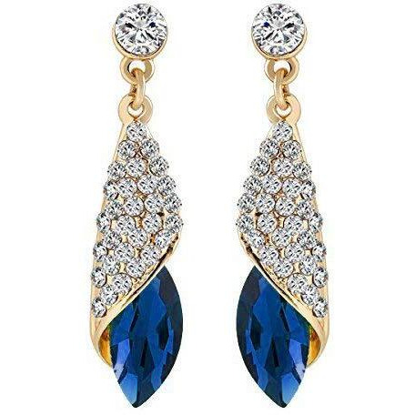 YouBella Jewellery Crystal Drop Earrings for Girls and Women (Golden Blue)