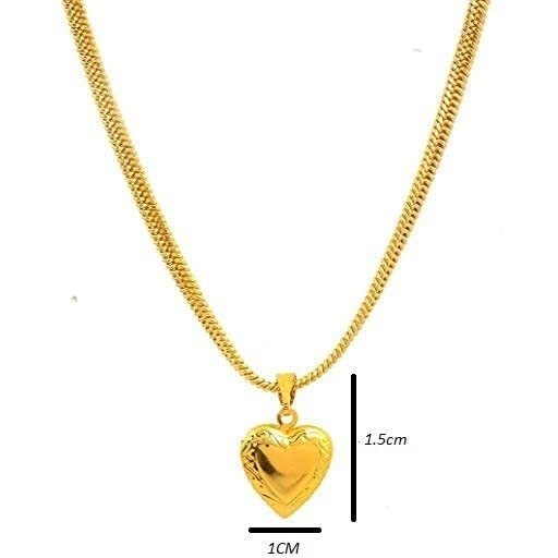 Handicraft Kottage Heart Shape Love Pendant with chain Valentine Day Special Jewellery for Women & Girls (Gold2)