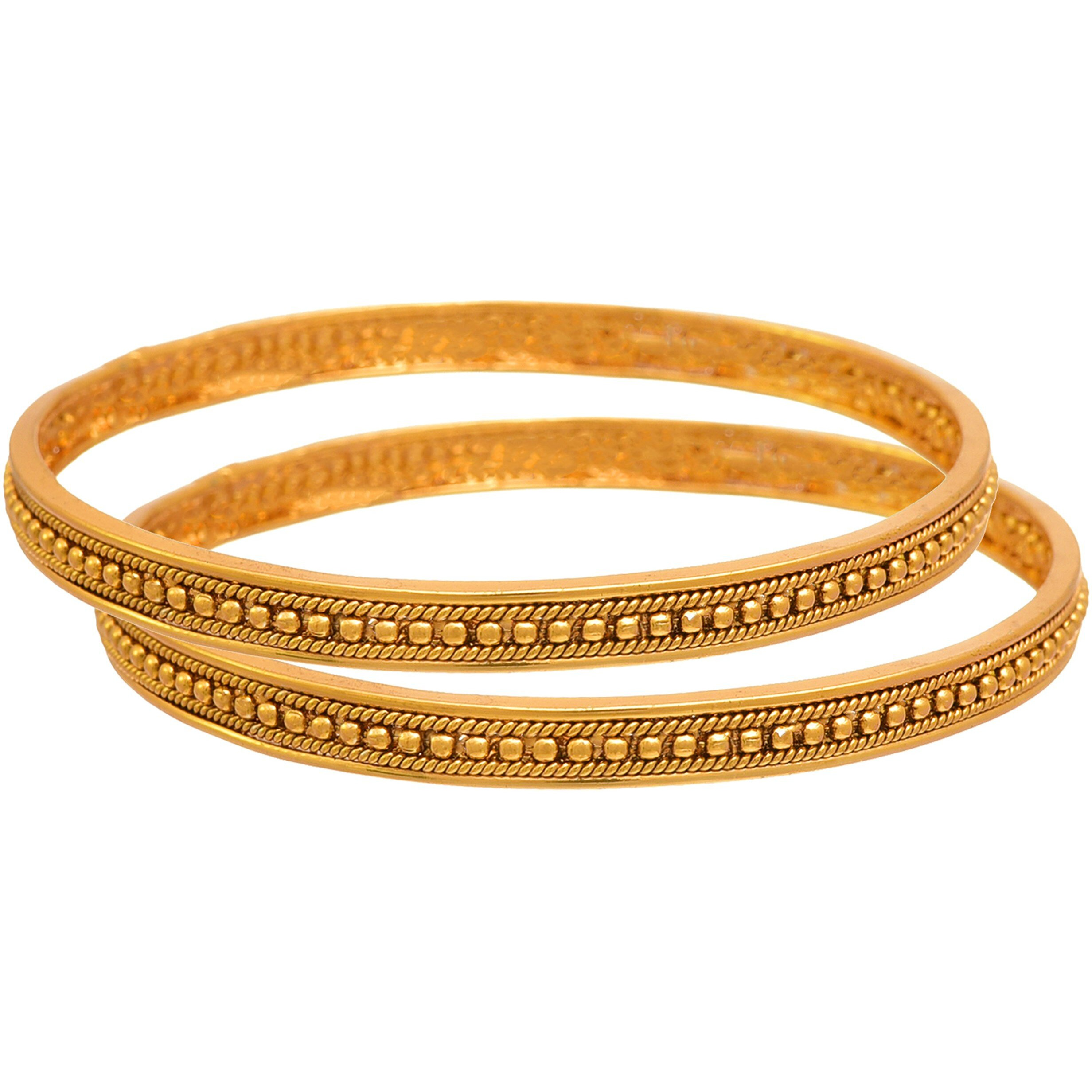 Jfl - Jewellery For Less Traditional Ethnic One Gram Gold Plated Bead Designer Bangle Set For Women