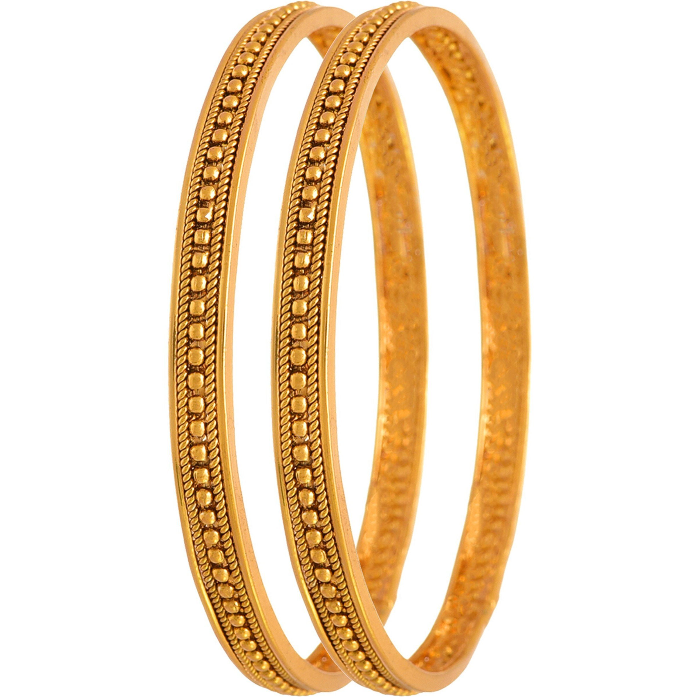 Jfl - Jewellery For Less Traditional Ethnic One Gram Gold Plated Bead Designer Bangle Set For Women