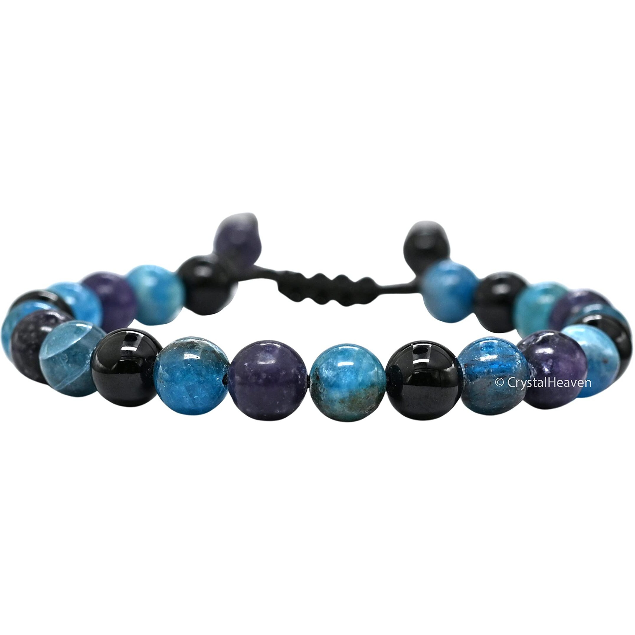 Crystal Heaven Weight Loss Crystal Bracelet for Men Women - Black Tourmaline, Apatite, Lepidolite Bracelet Set - Real Healing Stone Adjustable Bracelet
