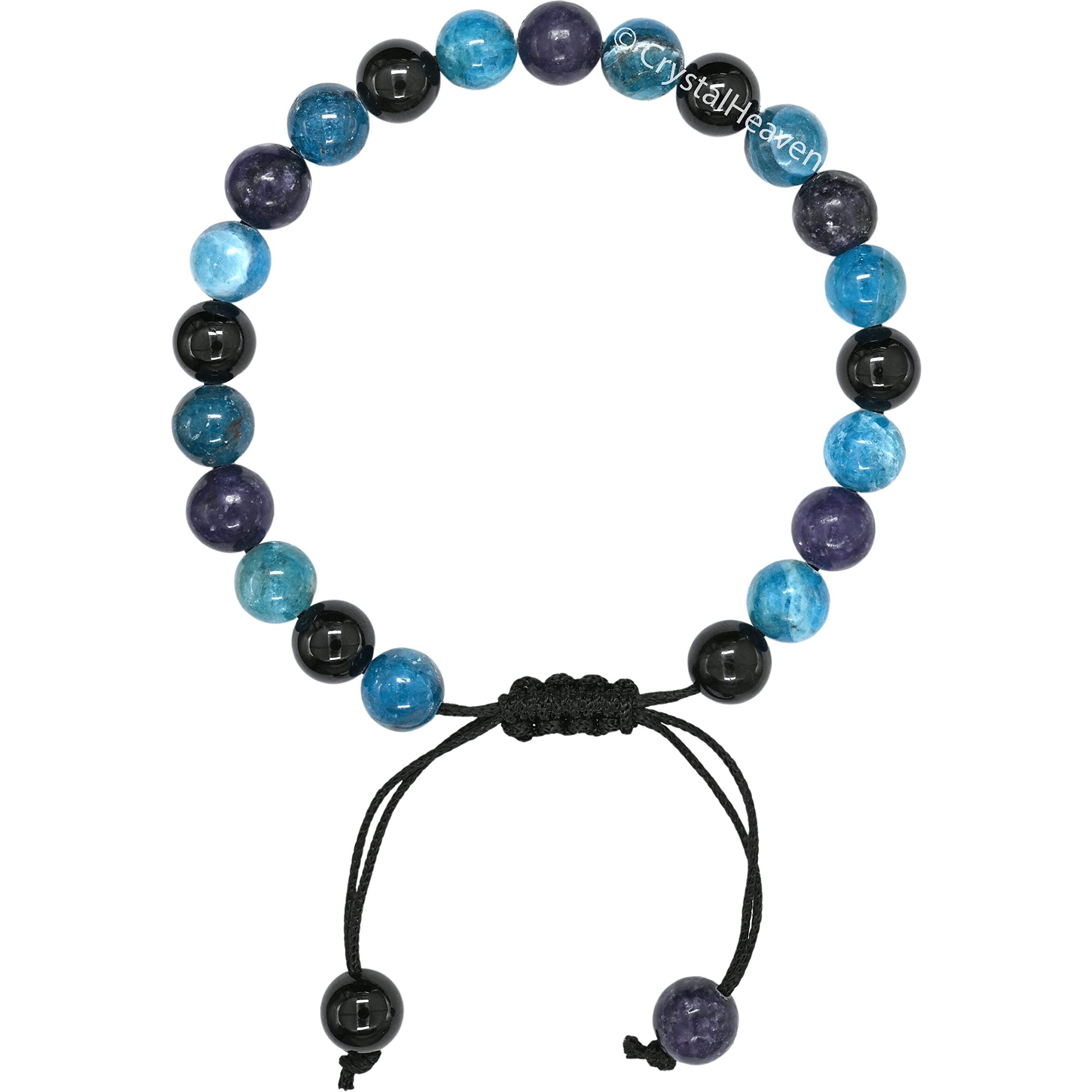 Crystal Heaven Weight Loss Crystal Bracelet for Men Women - Black Tourmaline, Apatite, Lepidolite Bracelet Set - Real Healing Stone Adjustable Bracelet