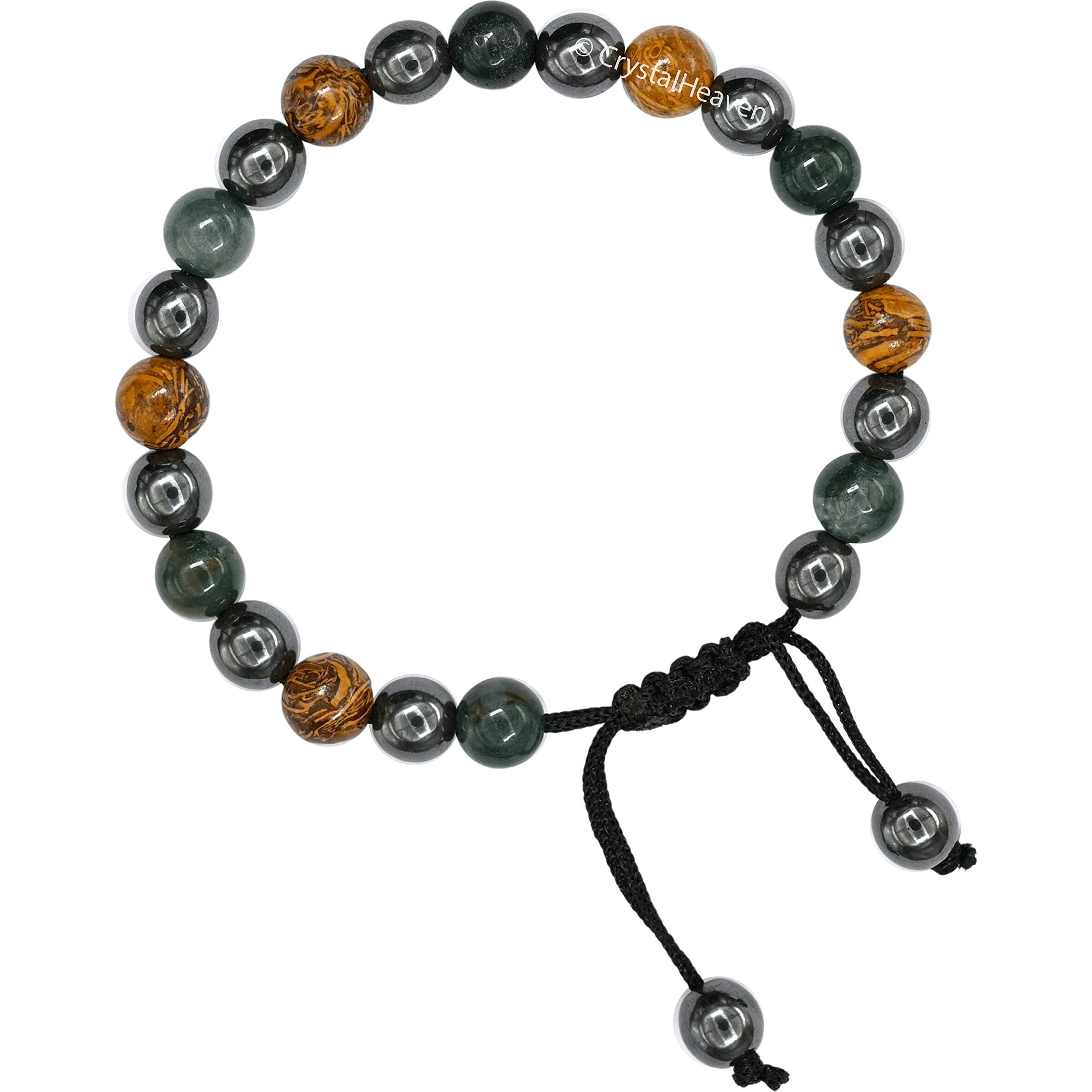 Crystal Heaven Crystal Friendship Bracelet for Men Women - Moss Agate, Mariyam Jasper, Hematite Bracelet Set - Real Healing Stone Adjustable Bracelet