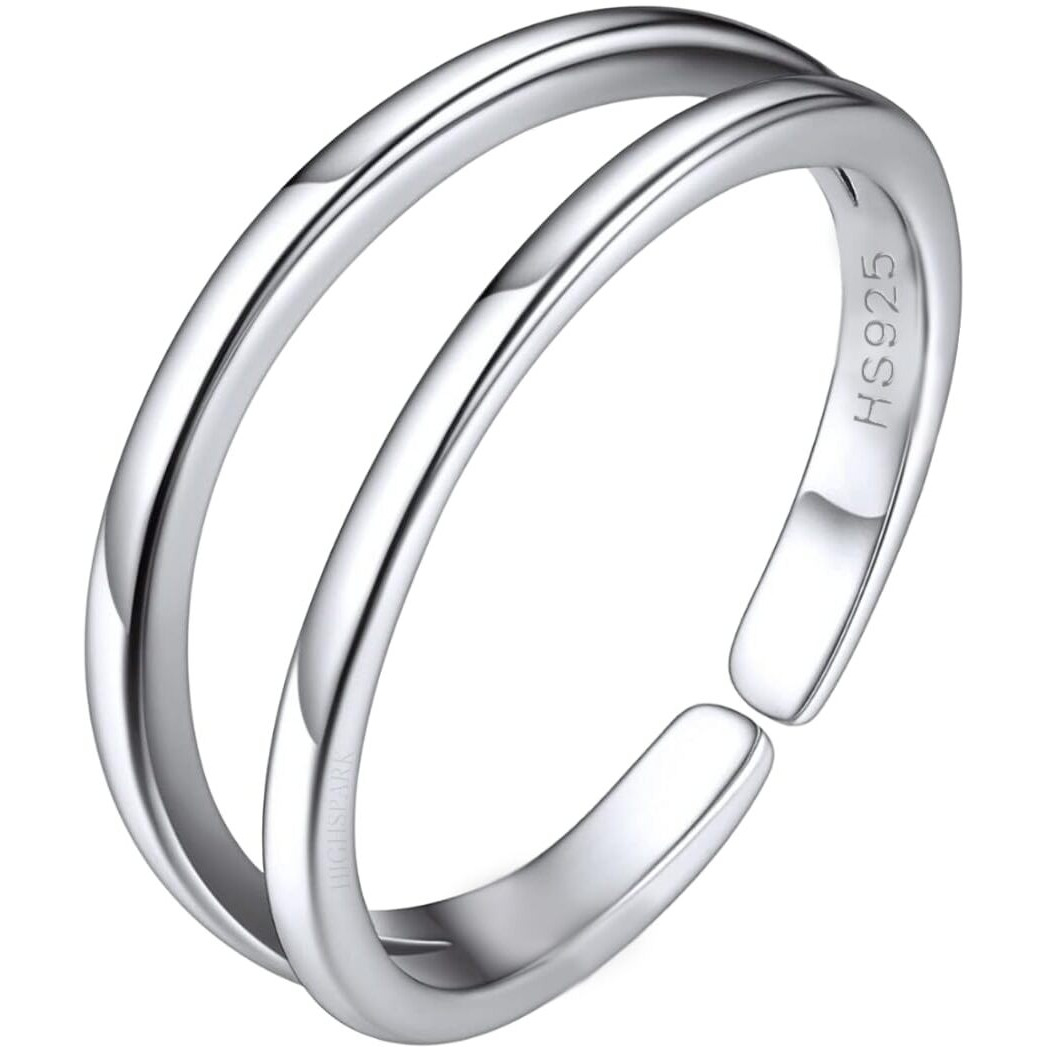 HighSpark Silver Toe Ring for Women | 92.5 Sterling Silver Hypoallergenic Adjustable Toe Rings | Minimal & Elegant Designs - Double Line