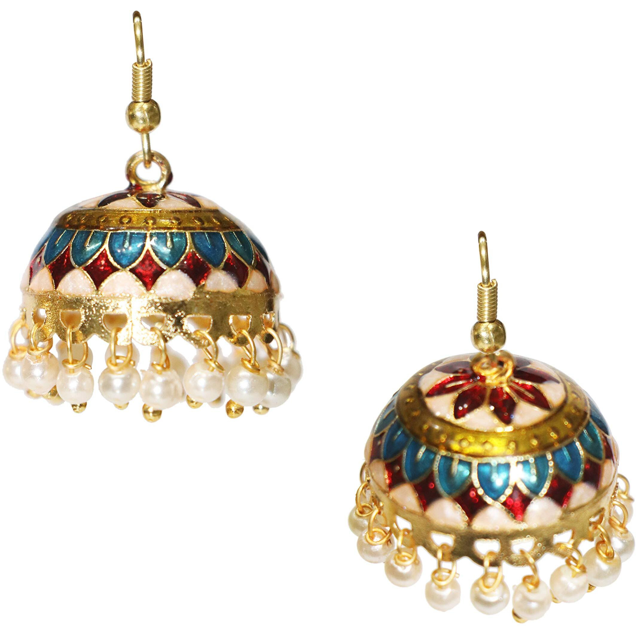 Adorn Multicolor Meenakari Work Jhumki Combo for Womens JMC04