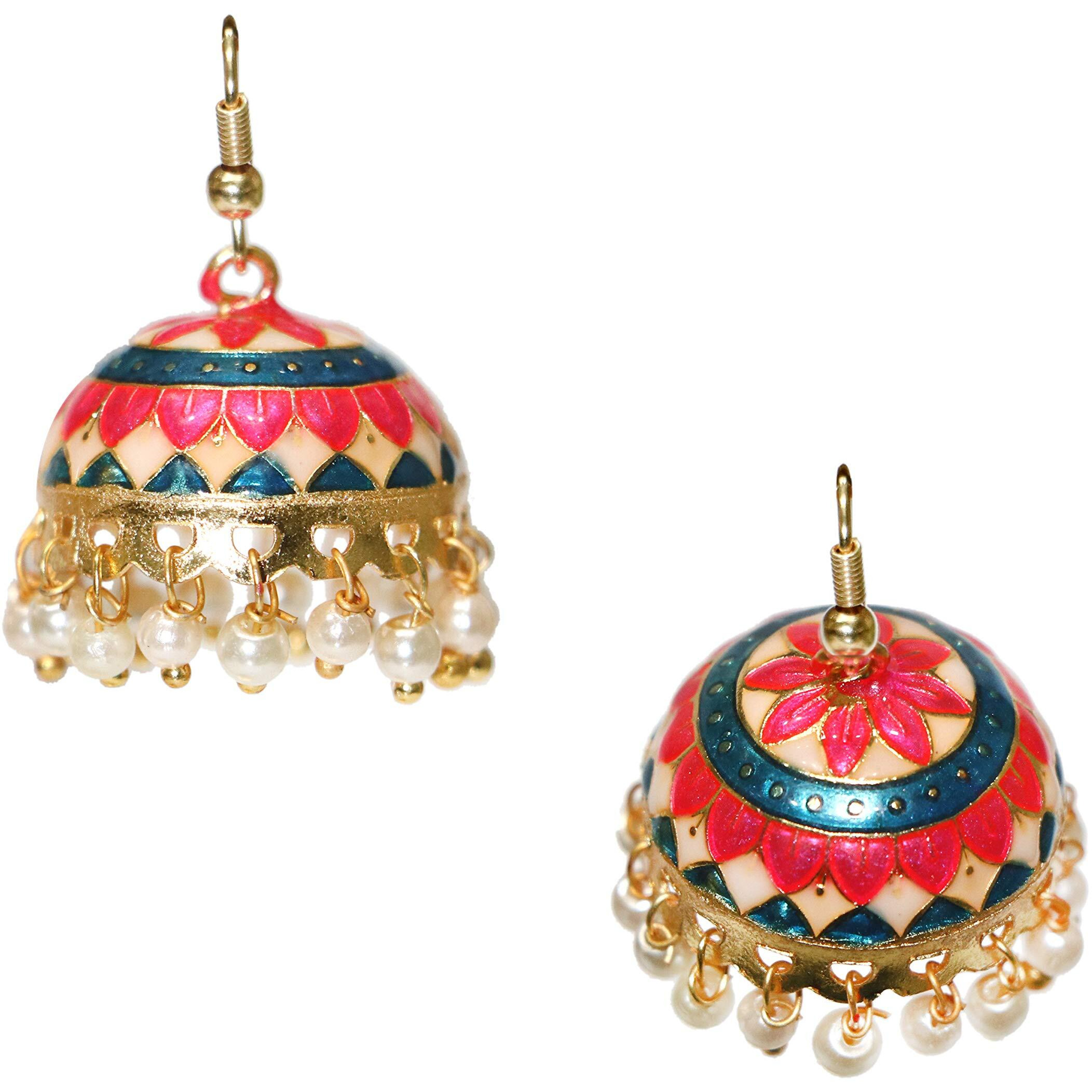 Adorn Multicolor Meenakari Work Jhumki Combo for Womens JMC04