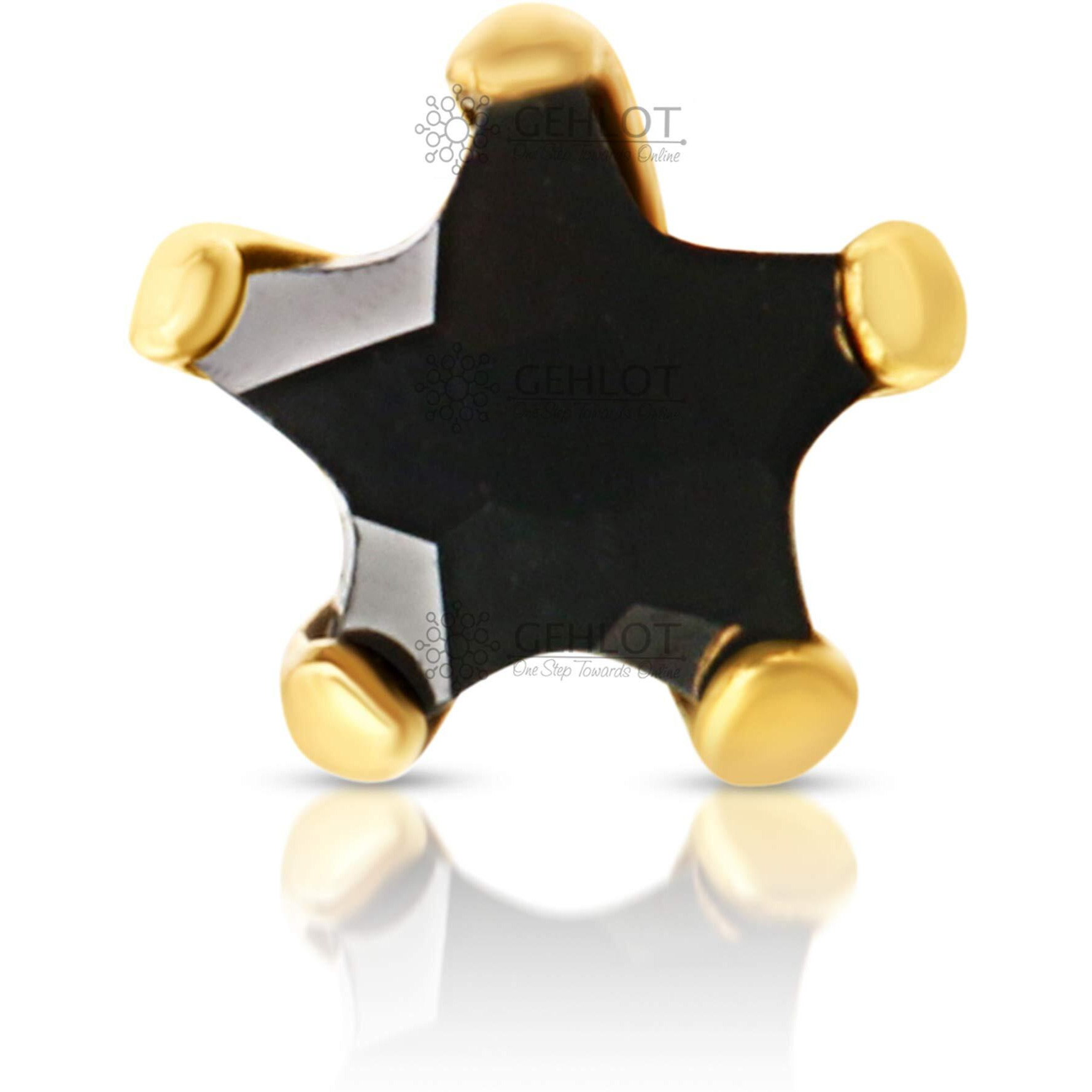 GEHLOT  OneStep Towards Online Star Shape Black Diamond 14K Pure Yellow Gold Nose Pins Studs Diamond Nose Pins For Women And Girl - Black