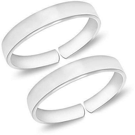 Silver Chest 925 Sterling Silver Toe Rings For Women - Plain Toe Ring Silver For Girls - Pack of 2