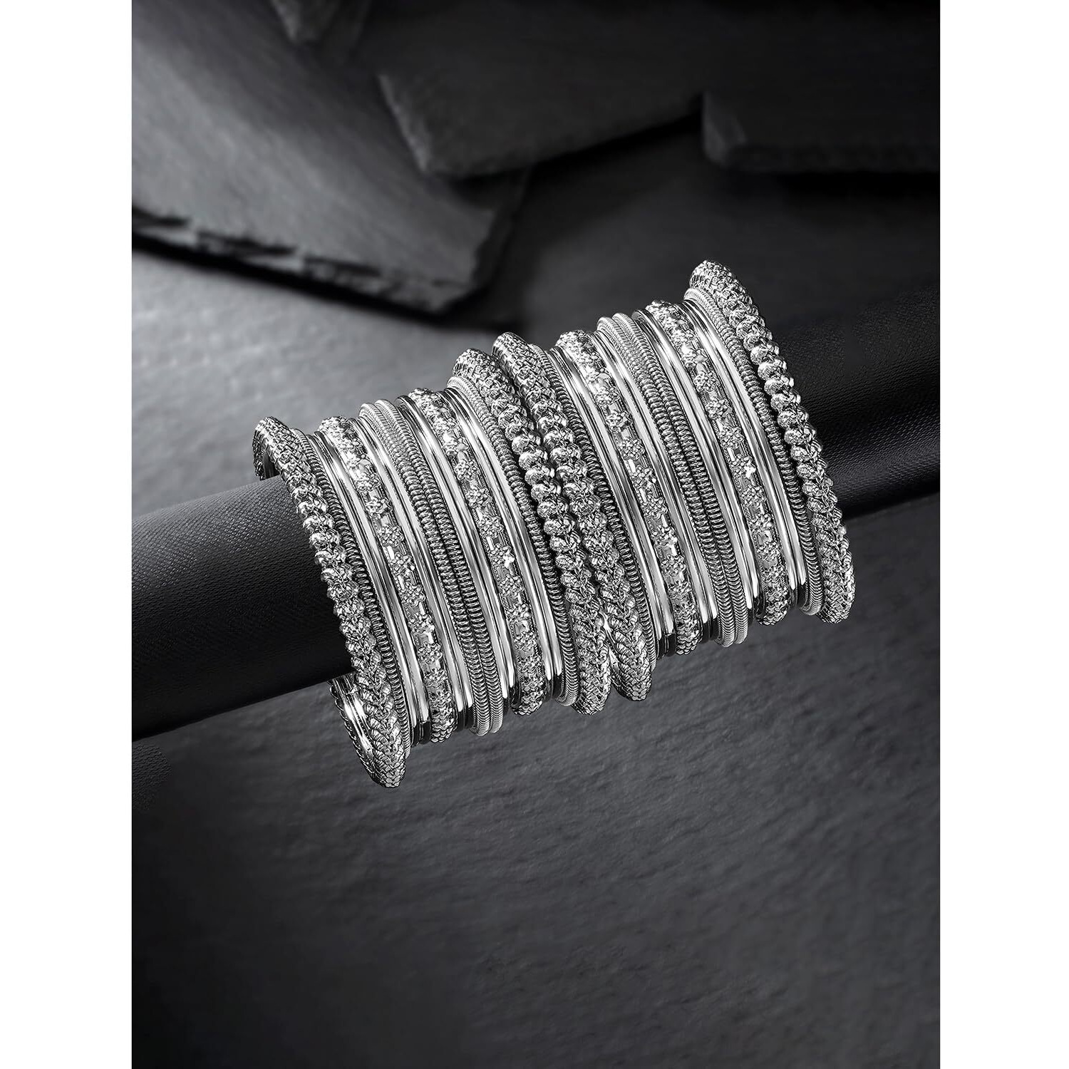 Peora Traditional 2.8 inch Antique Look Oxidised Silver Plated Bangle Set for Women Girls Set of 2|Rakhi Rakshabandhan Gift for Sister Bhabhi, Gifts for Women