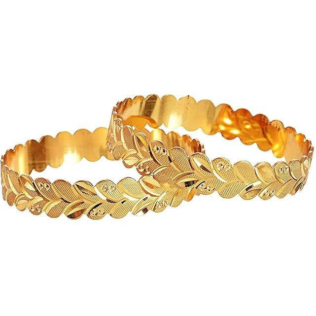Handicraft Kottage Womens Gold Plated Traditional Designer Plain Bangles Kada For Women (HK-2020-Goldbangle-2) (2-10)