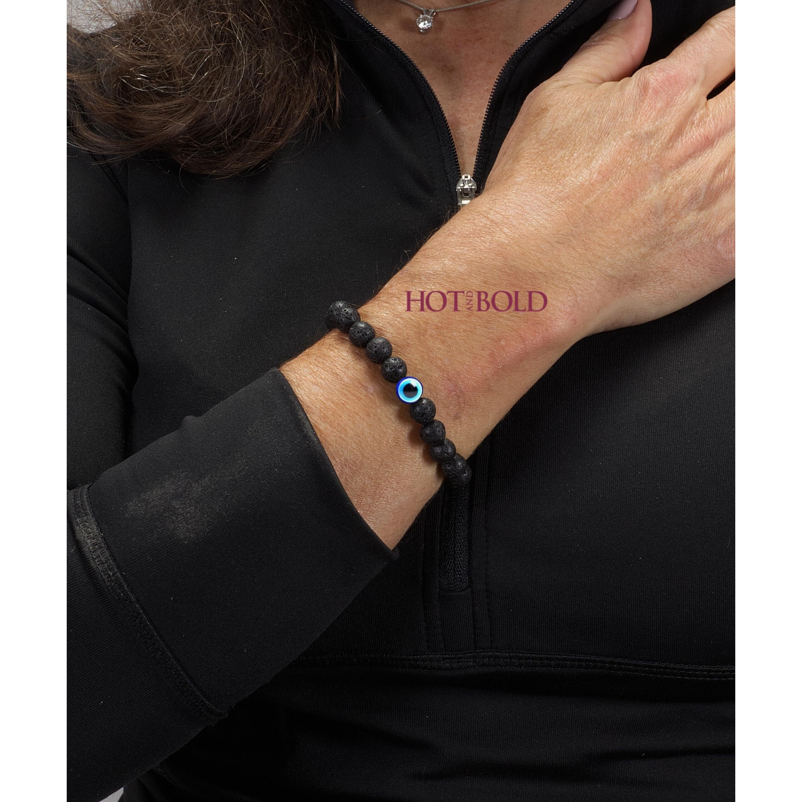 Hot And Bold Multilayered Couple Evil Eye Beads Combo Bracelet Set. Embrace Harmony, Protection, and Positive Energy Together for Him & Her. (Crystal Harmony Bracelet (Onyx & Lava Stone))