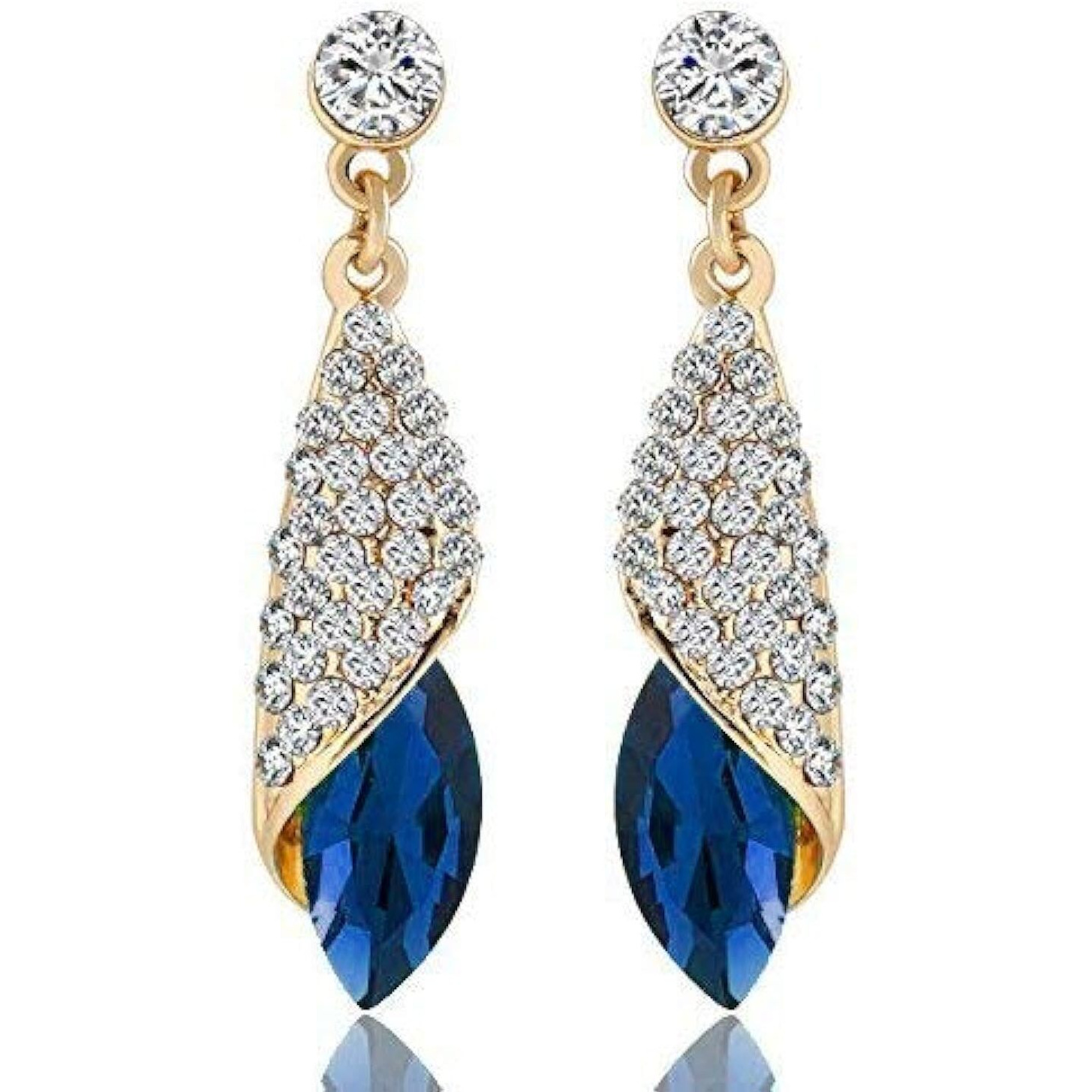 Shining Diva Fashion 18K Gold Plated Crystal Stylish Earings Fancy Earrings For Women & Gift For Girls(Blue)(Rrsd8623Er), One