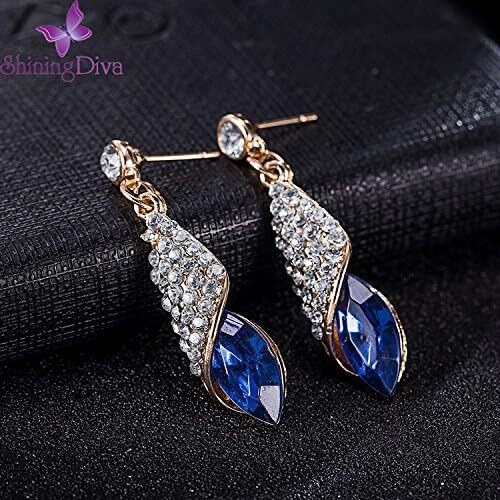 Shining Diva Fashion 18K Gold Plated Crystal Stylish Earings Fancy Earrings For Women & Gift For Girls(Blue)(Rrsd8623Er), One