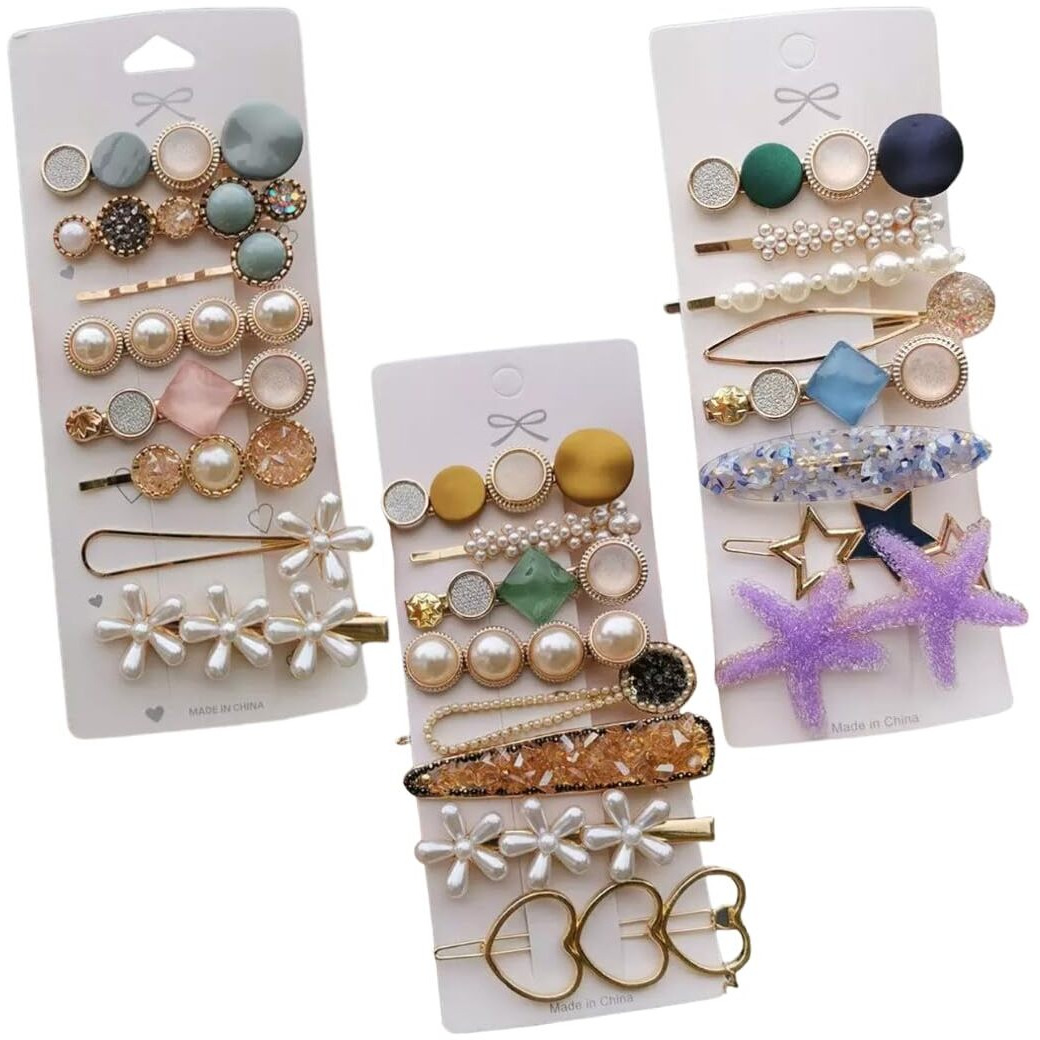 Tresneria Trendy Korean Hair Clips Combo Set - Cute Designs and Vibrant Colors for Women and Girls (AllMyheart)