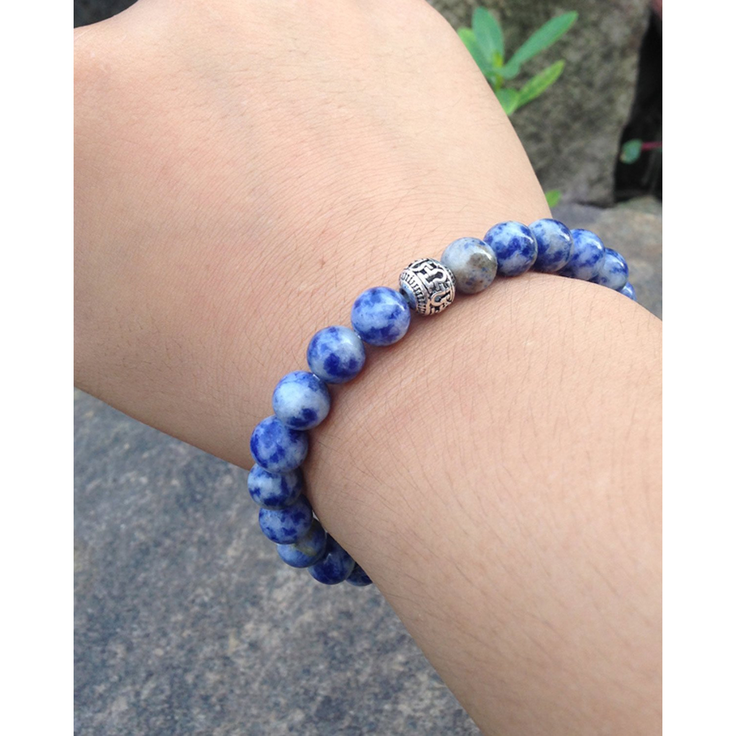 Young & Forever Gift Natural Gemstone Reiki Feng Shui Healing Crystal Beads Hand Triple Protection Lucky Bracelet Buddha Bracelet. Unisex. Sodalite Bracelet
