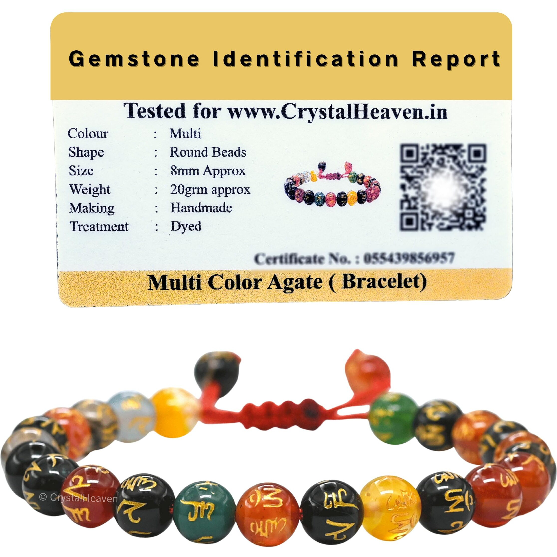 Certified Natural Healing Crystal Bracelet for Women Men - AAA Grade Original Healing Gemstone Adjustable Bracelet for Yoga Reiki Meditation Feng Shui (Om Mani Multi)