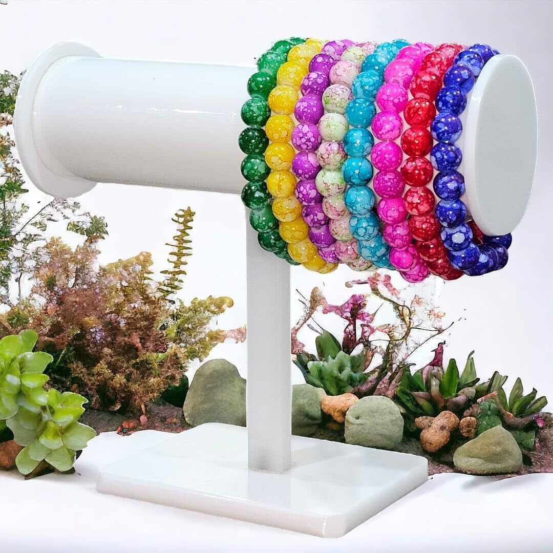 LACUM Navratri Glass Beads Bracelets Combo - Perfect Kanya Bhoj and Birthday Return Gifts for Girls (PACK OF 9 MARBLE)
