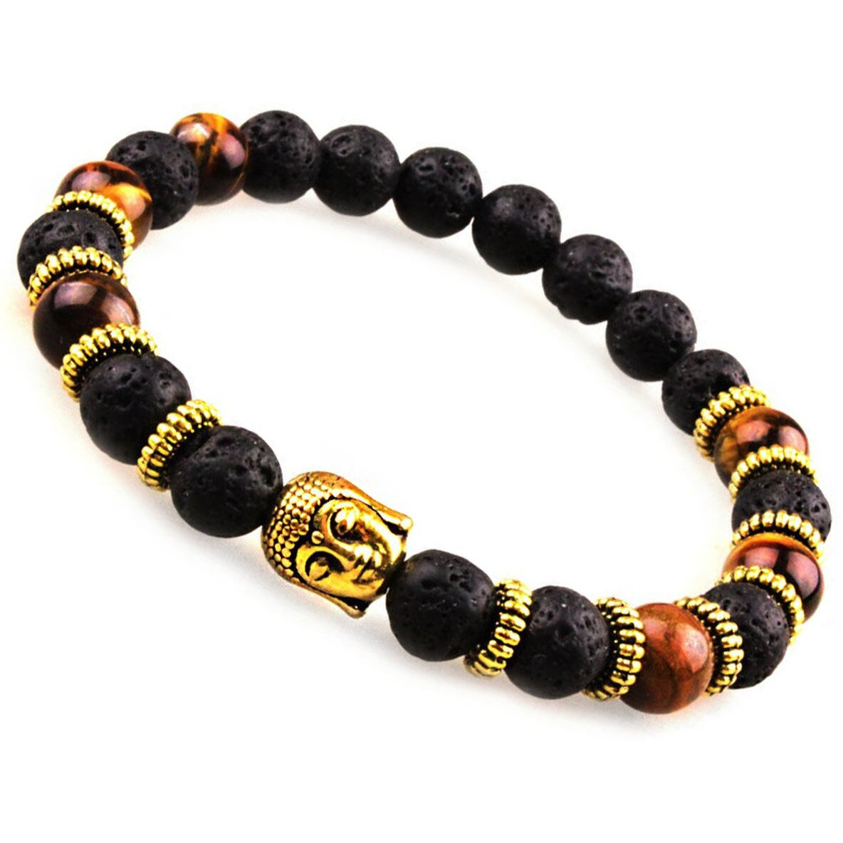 Young & Forever Gift Dvine Tigers Eye Semi Precious Stone diffuser bracelet For Men Women B558