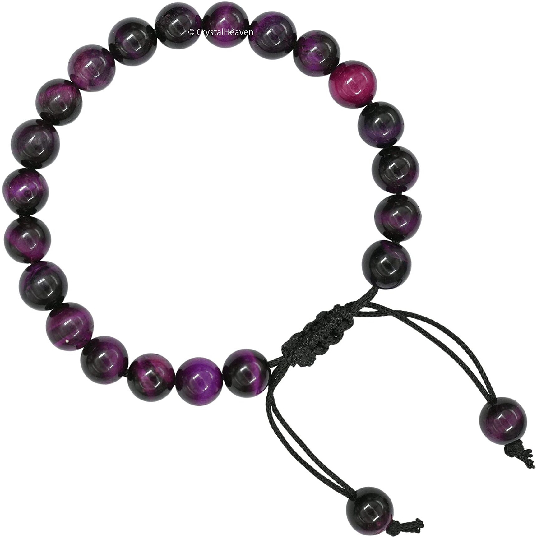 Crystal Heaven Purple Cats Eye Crystal Bracelet for Women Men Natural Healing - AAA Grade Original Healing Gemstone Adjustable Bracelet for Yoga Reiki Meditation Feng Shui