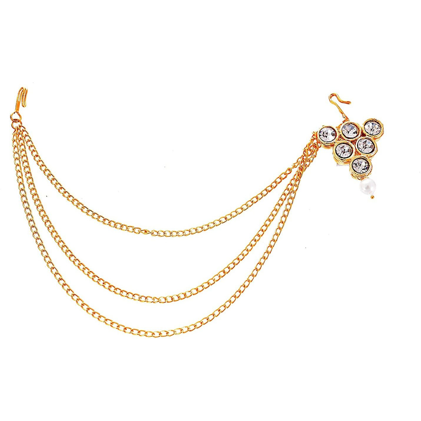 Handicraft Kottage Latest Hair Jewelry Traditional Gold Pearl Stylish Chain Mathapatti Maang Tikka Jewellery Set for Women & Girls (HK-Maang Tikka 04)