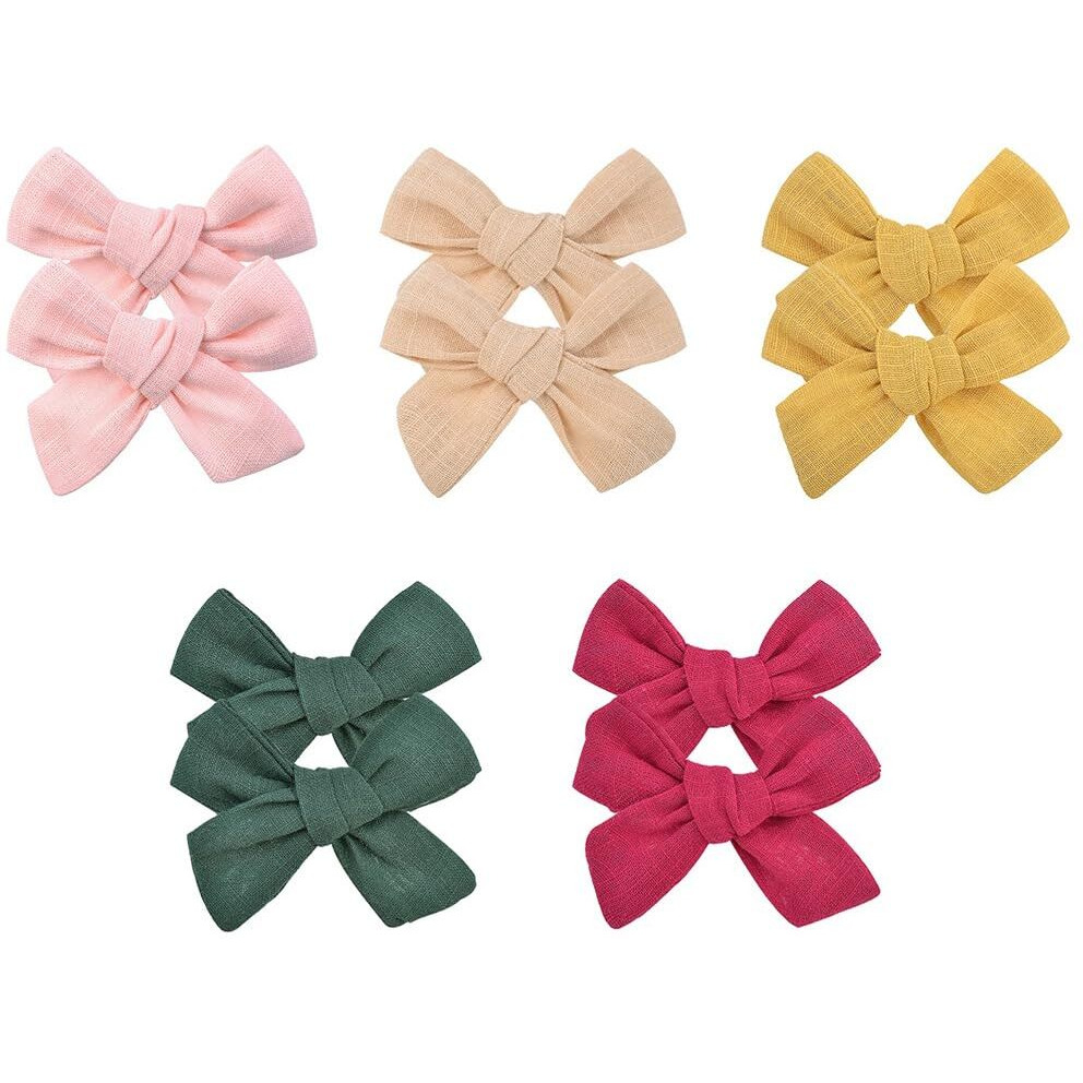 PALAY 10Pcs Bow Hair Clips For Girls Kids, Alligator Clip Hair Bows, Cute Hair Barrettes Hair Accessories For Girls Toddlers Kids And Teens (5 Colors Combo Set), Multi