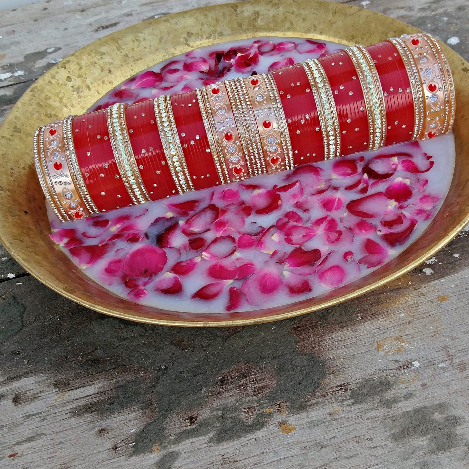 Lucky Jewellery Bridal Bangle Set Wedding punjabi chuda, Designer chura, Red Stone Choora Set for Women (508-M1C1-722-R26)