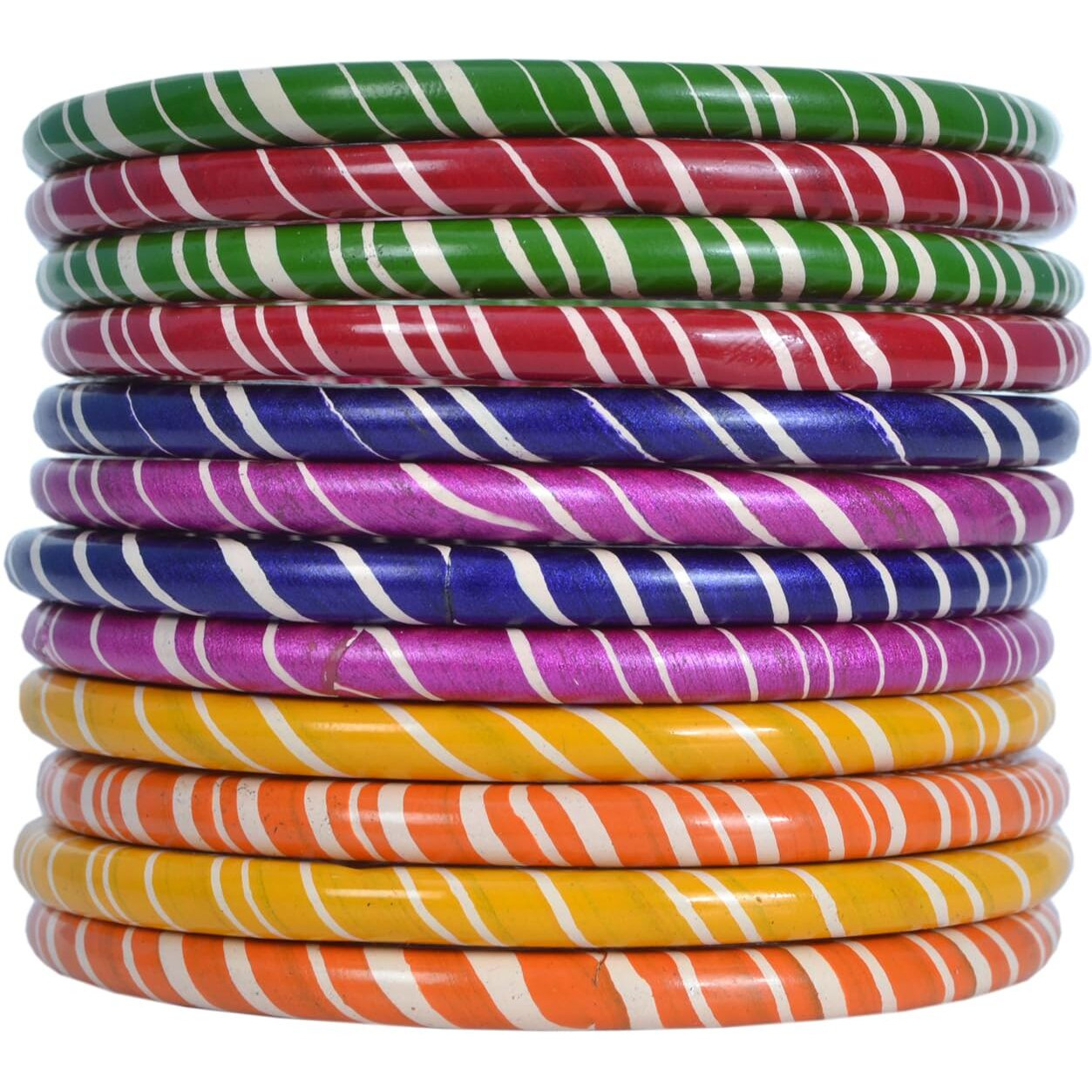 Snehlata Creations Traditional Rajasthani Lahariya Lac Bangle Set For Women and Girls | Jaipuri Lakh Chudi Set of 12 | Lakh Ki Chudiyan/Kangan | Chuda Set (Multicolour)