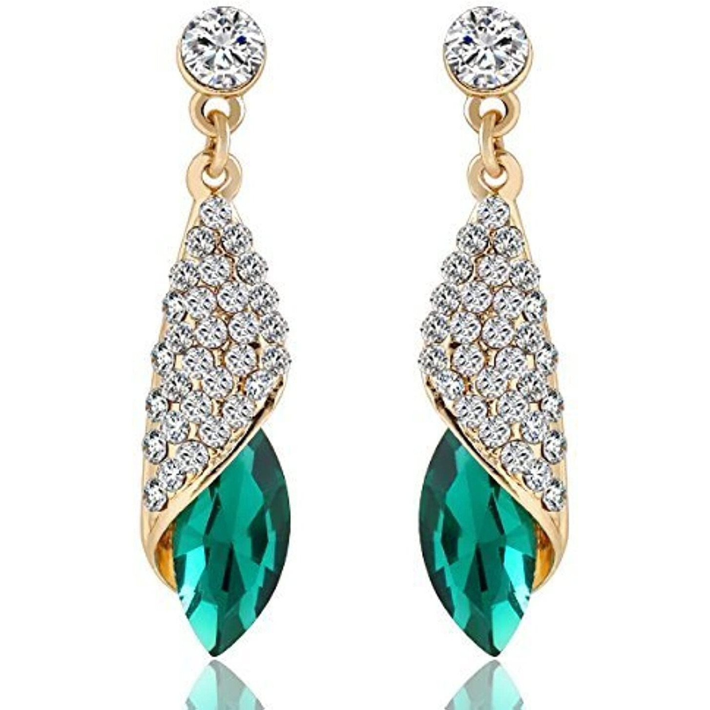 YouBella Jewellery Crystal Drop Earrings for Girls and Women (Golden Green)