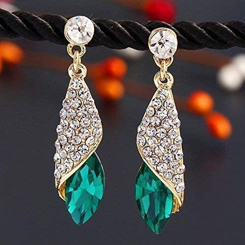 YouBella Jewellery Crystal Drop Earrings for Girls and Women (Golden Green)