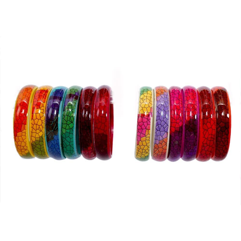 NMII Multicolour Glass Kada Set For Women and Girls with Sleek Finish & Abstract Design | Glass Kada Bangles For Women | Kada For Women Daily use/Party/Office | Fashion Jewellery-(AG448-2.8)
