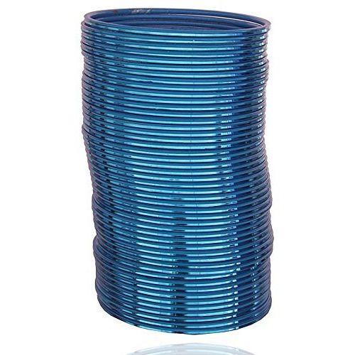 NMII Non-Precious Metal Base Metal with Simple and Plain Glossy Finished Bangle Set For Women and Girls, (Blue_2.6 Inches), Pack Of 48 Bangle Set