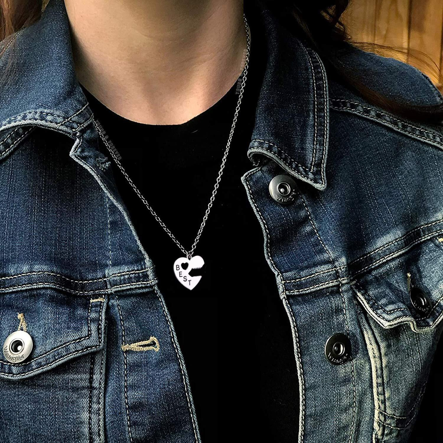 Young & Forever Gift Friendship Day Gifts Special Necklace For 2 Best Friend Couple Gift For 2 Matching Heart Best Friends Forever Key To Heart Pendant For Women