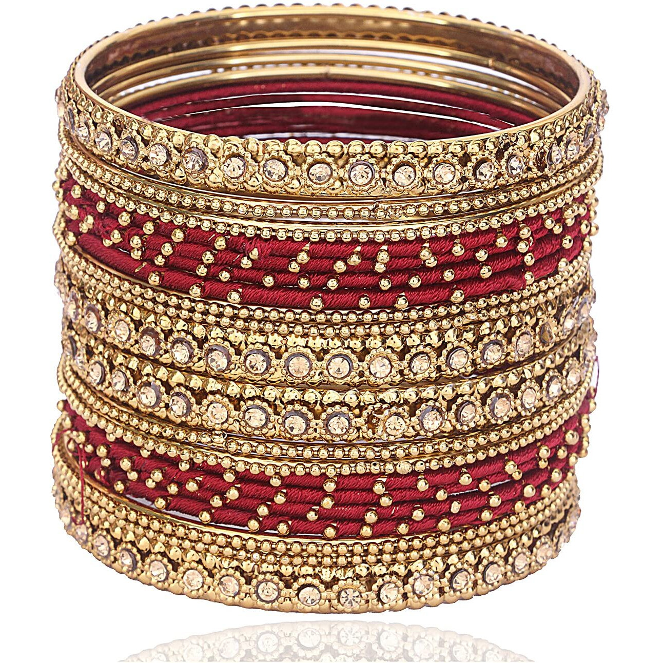 NMII Silk Fabric Metal Bangle for Women & Girls(Maroon-2.4)