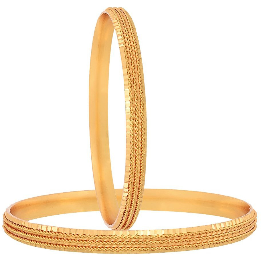 ZENEME Bangle Gold Plated Bahubali Inspired Trendy Bangle Set Of 2 Jewellery For Women & Girls (2.8) (Style_03, 2.6 Inches)