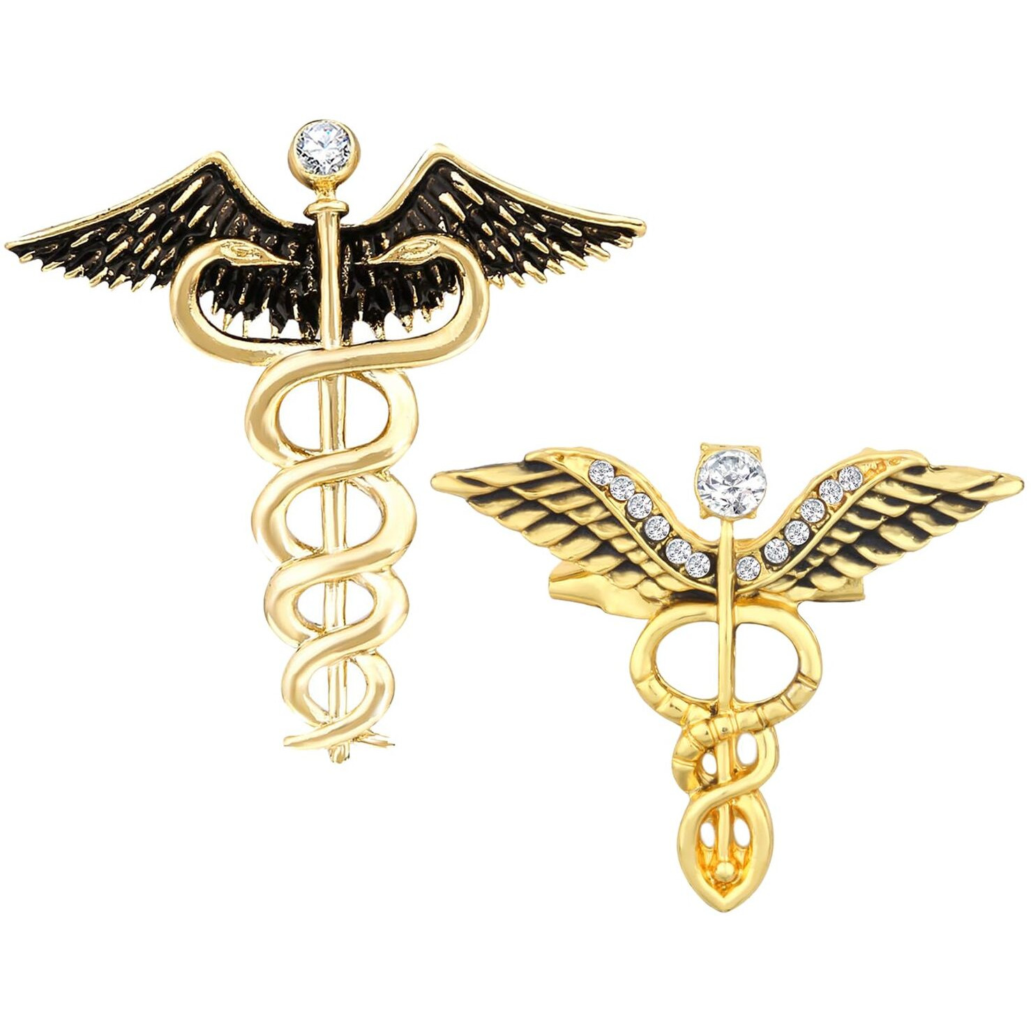 Mahi Combo of 2 Caduceus Doctors Brooch Lapel/Brooch Pin for Men (CO1105599G)