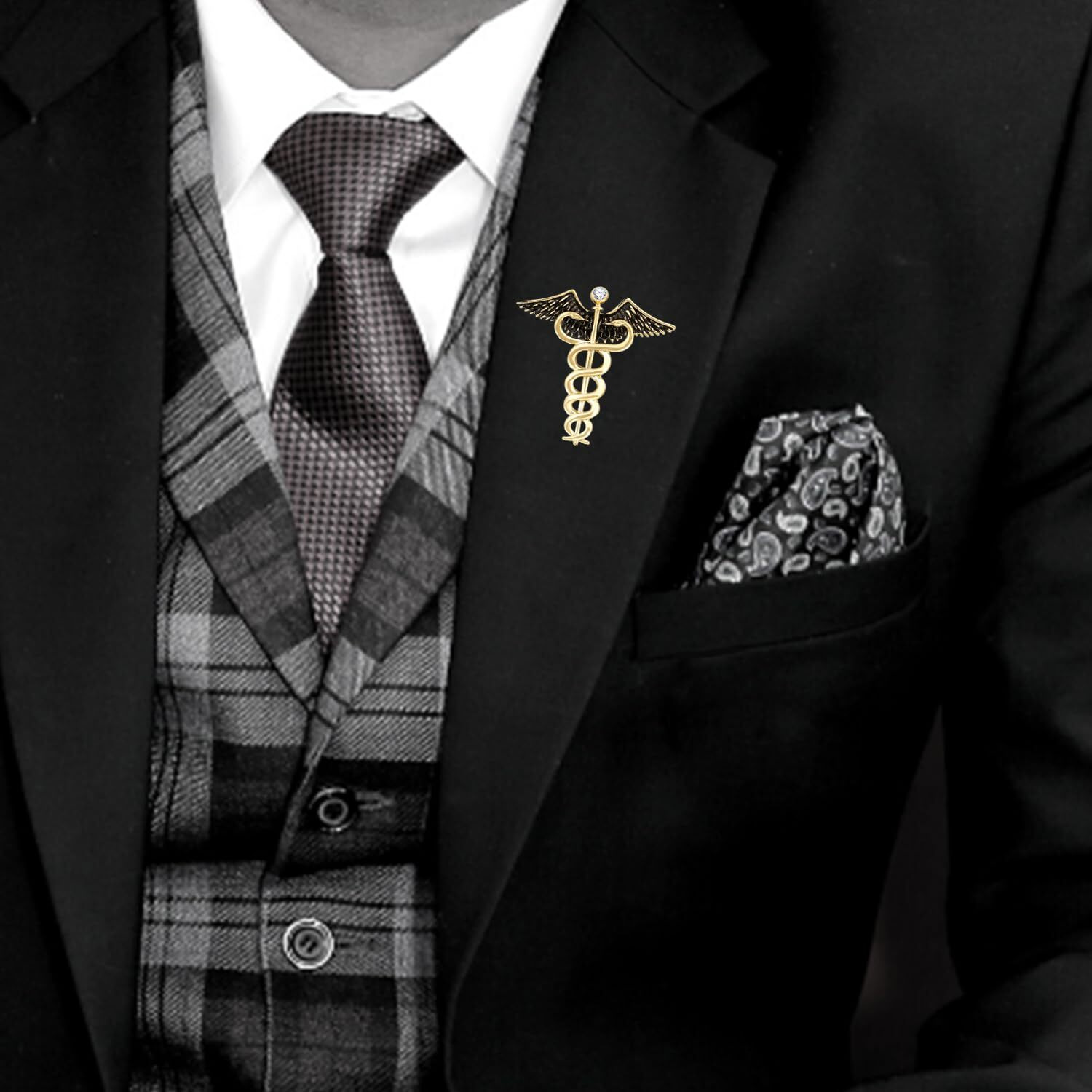 Mahi Combo of 2 Caduceus Doctors Brooch Lapel/Brooch Pin for Men (CO1105599G)